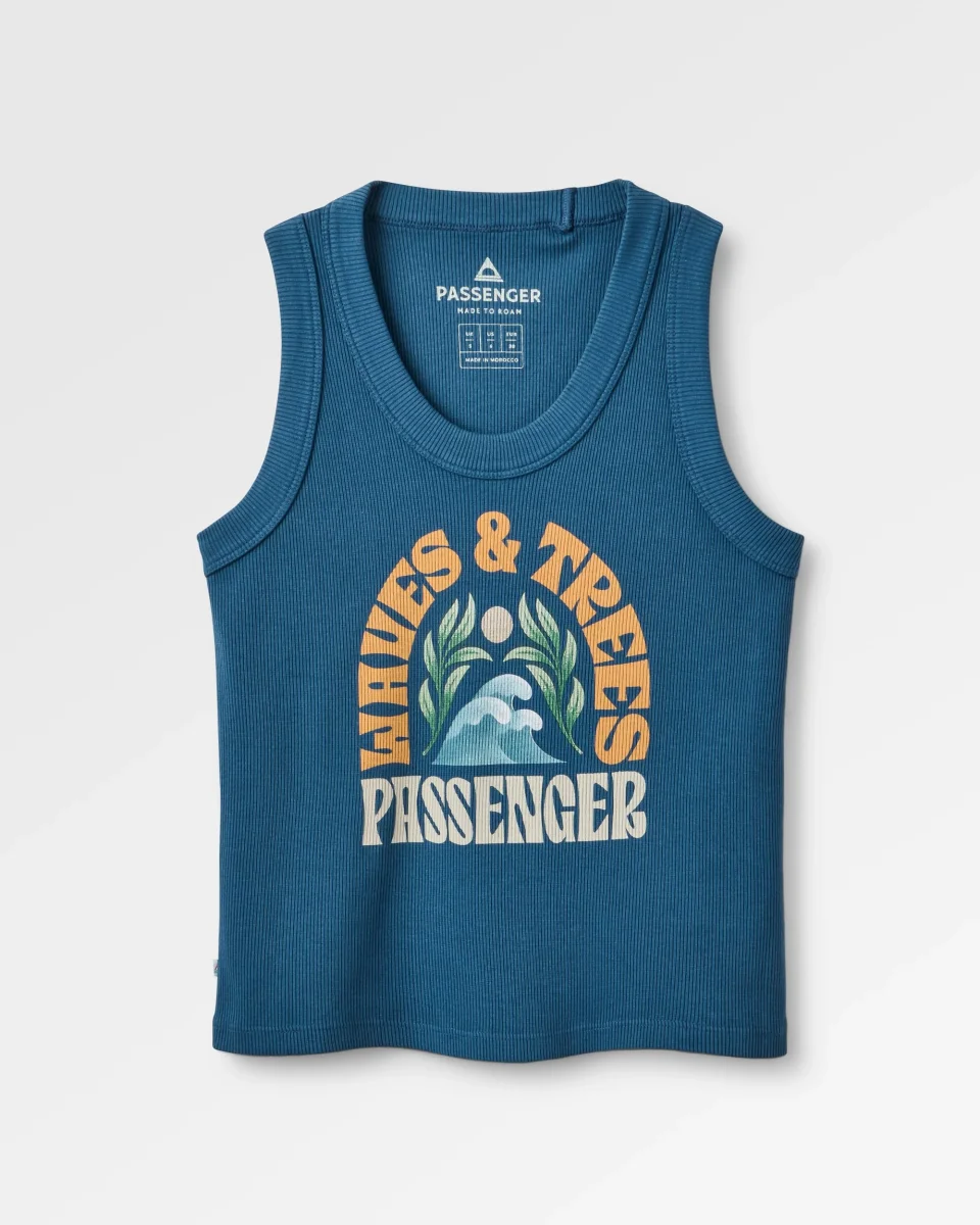 Débardeur à encolure dégagée côtelée - Denim foncé