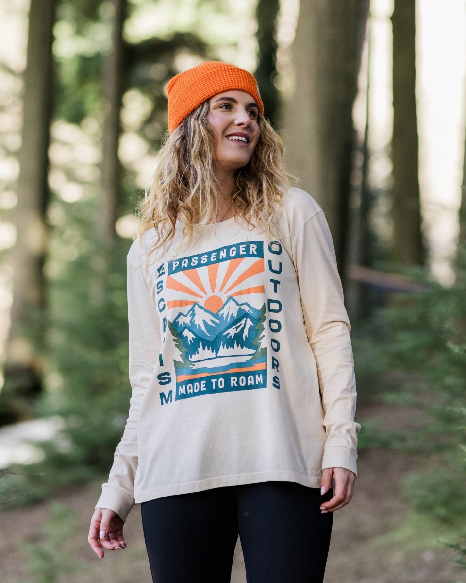 T-shirt manches longues en coton recyclé oversize Solitude - Birch