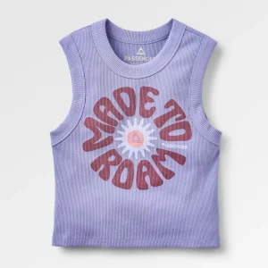 Débardeur Court Graphique Côtelé Easy Days - Violet Rétro