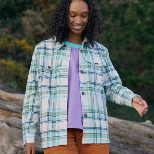 Chemise à Manches Longues en Coton Bio Stella - Carreaux Blanc Vintage/Vert