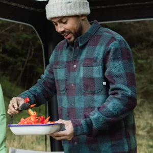 Chemise en Sherpa Recyclé Backcountry - Dark Fern/Espresso Check