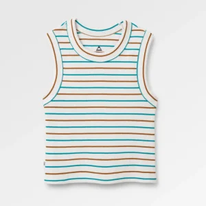 Débardeur Côtelé "Out There" - Rayé Jaune Sapin/Aqua