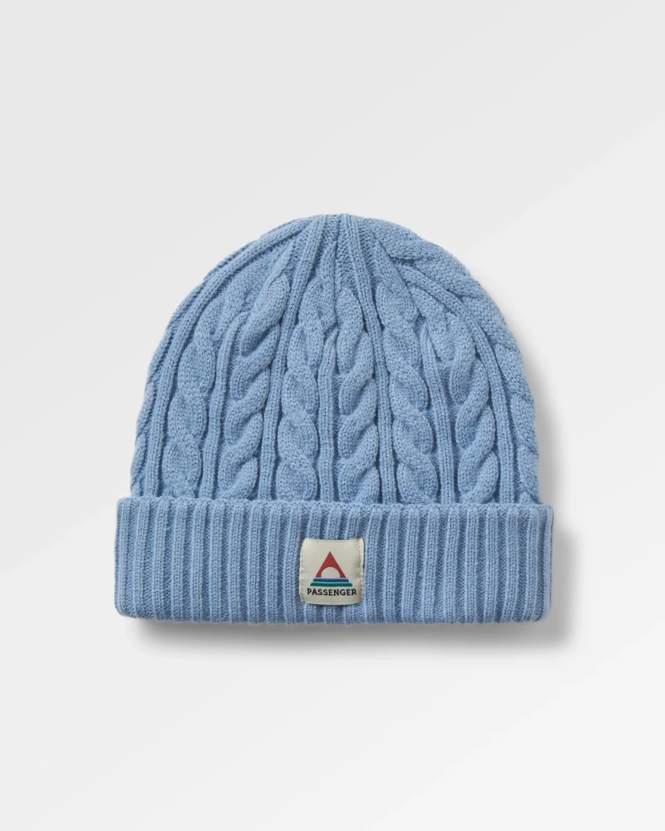 Bonnet en maille torsadée recyclée Fireside - Denim délavé