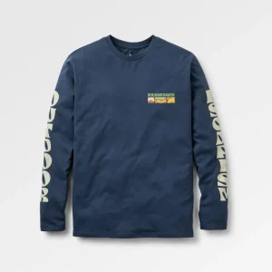 T-shirt manches longues en coton recyclé Patches - Rich Navy