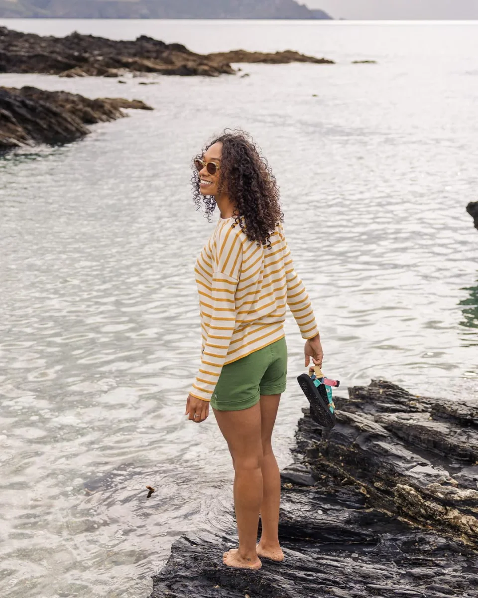 T-shirt à Rayures Brumeuses à Manches Longues - Miel – Image 4