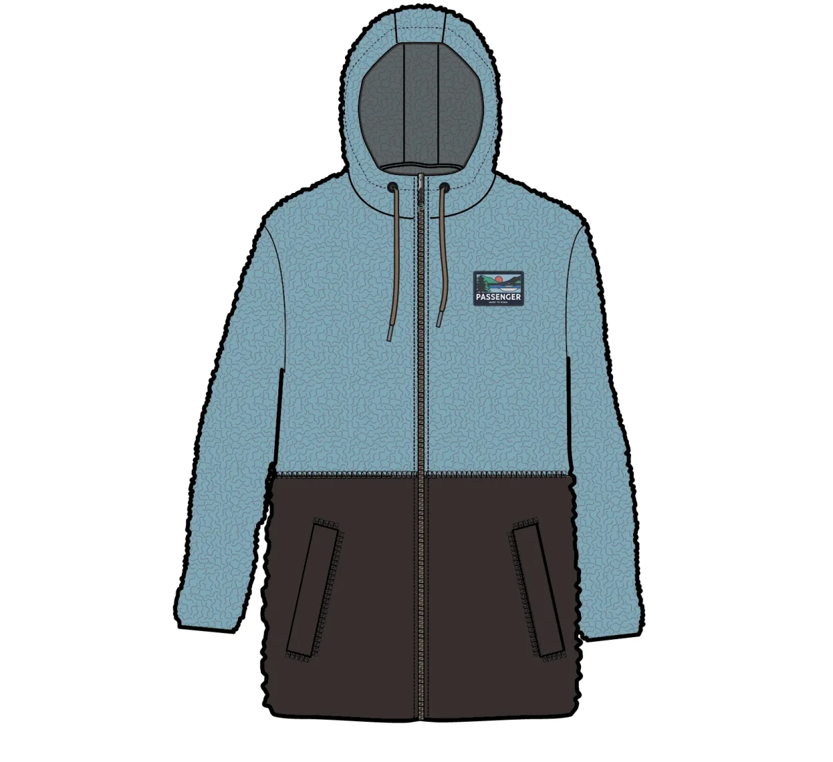 Veste sherpa doublée polaire - bleu rétro/espresso – Image 7