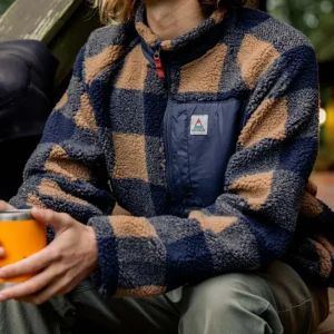 Polaire en Sherpa Recyclée à Fermeture Éclair 1/2 Offroad - Toffee/Rich Navy Buffalo