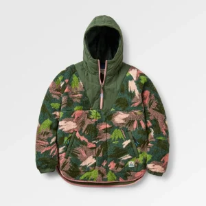 Polaire à Capuche en Sherpa Recyclée Beaumont - Montagne Abstraite Sapin