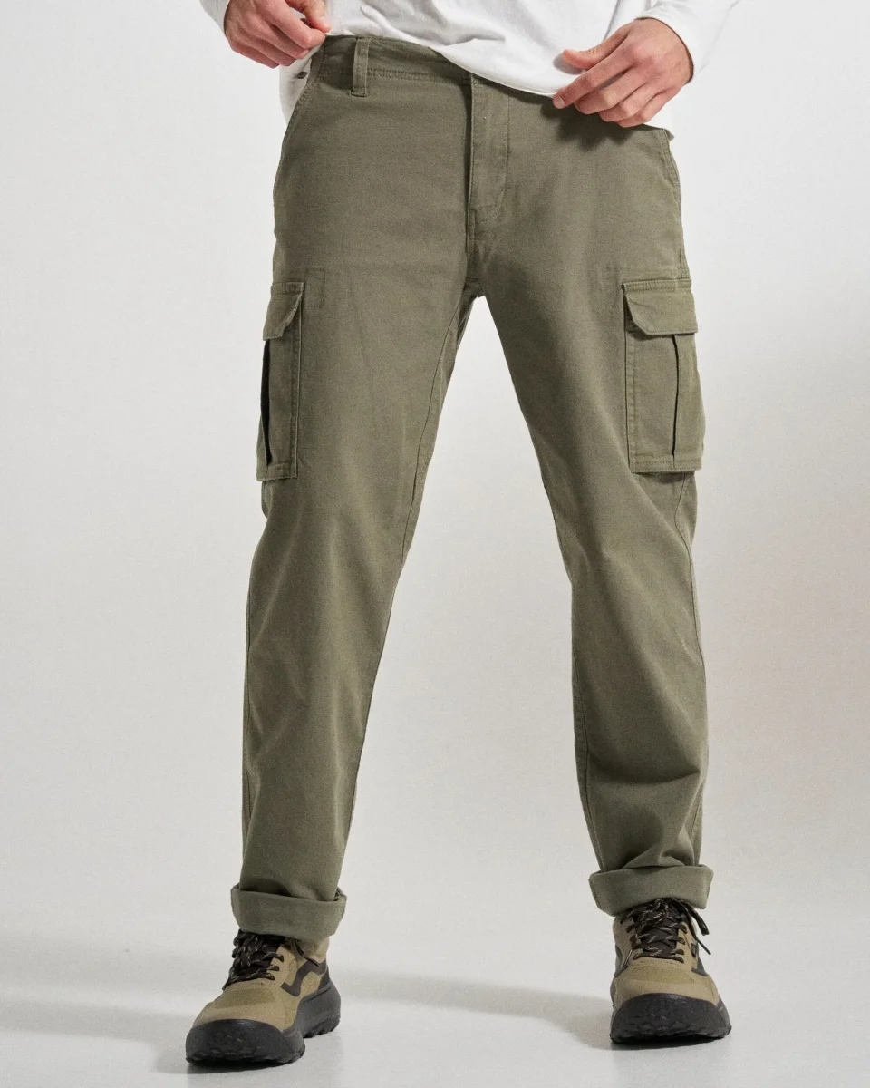 Pantalon Cargo en Coton Lakeside - Vert Olive – Image 3