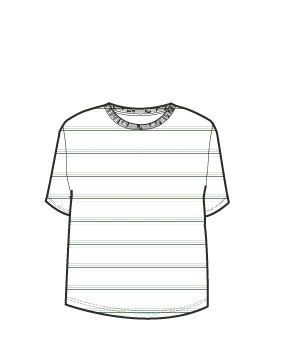 T-shirt en Coton Bio Retro Vibes - Rayures Multi Blanc/Vert – Image 6