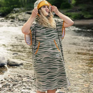 Poncho de surf en serviette recyclée Tulum - Strata Khaki