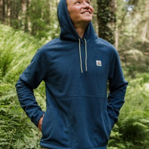 Sweat à Capuche en Polaire Recyclée à Carreaux Point - Denim Foncé