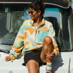 Polaire en Sherpa Recyclée Ravi - Patchwork Jaune Vista