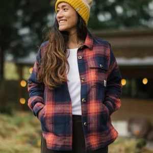 Chemise à Manches Longues en Coton Bio Stella - Carreaux Bleu Marine/Rouge Ocre