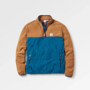 Veste polaire recyclée 1/4 zip Set Off - Toffee/Bleu Acier