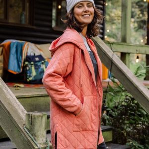 Sweat à Capuche Zippé Matelassé Recyclé Getaway - Orange Brûlé